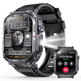Tactical Smart Watch for Men Sport Bluetooth Call Flashlight Compass 400mAh 3ATM