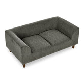 Modern Rectangular Pet Sofa with Backrest and Armrests, Soft Cushion, Dark Grey Linen, Rubber Wood Frame