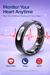 Smart Ring ECG Heart Monitor HR BP SpO2 Sleep Tracker Waterproof Fitness Ring