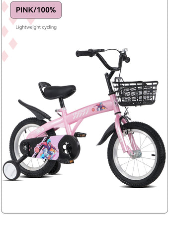 16 inch sporty kids bike with training wheels stand Adjustable saddle Suitable for boys girls aged 4-8 years tall Height 41-53 inches