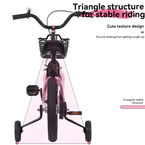 16 inch sporty kids bike with training wheels stand Adjustable saddle Suitable for boys girls aged 4-8 years tall Height 41-53 inches