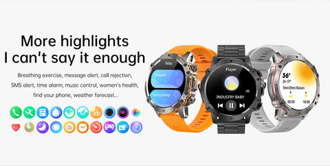 Rugged Military Smart Watch Men 1.43" BT Call Fitness Tracker Blood Pressure