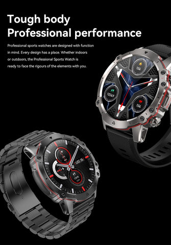 Rugged Military Smart Watch Men 1.43" BT Call Fitness Tracker Blood Pressure