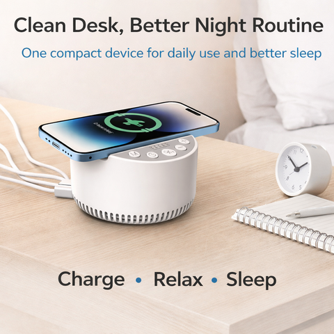 3 in 1 Wireless Charger Bluetooth Speaker White Noise Sleep Sound Machine 15W