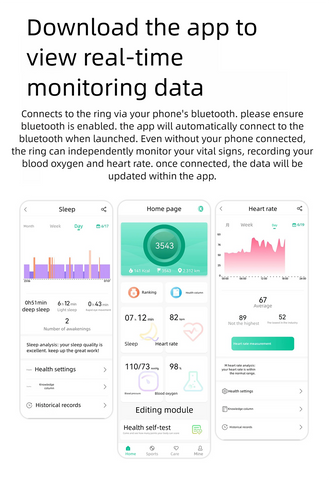 New Smart Ring Fitness Tracker Heart Rate SpO2 Sleep Monitor for iOS Android