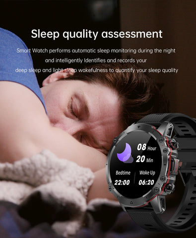 Rugged Military Smart Watch Men 1.43" BT Call Fitness Tracker Blood Pressure
