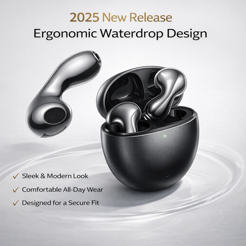 Bluetooth 5.4 Wireless Earbuds Semi In-Ear Comfortable ENC Sports Headphones