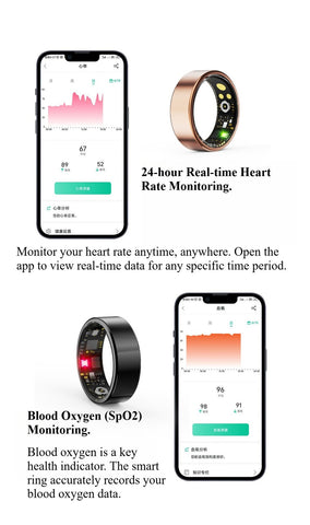 New Smart Ring Fitness Tracker Heart Rate SpO2 Sleep Monitor for iOS Android