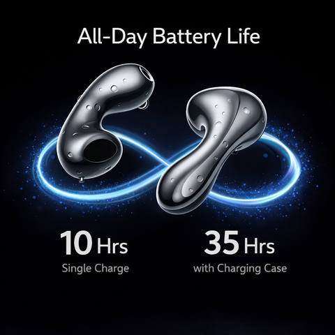 Bluetooth 5.4 Wireless Earbuds Semi In-Ear Comfortable ENC Sports Headphones