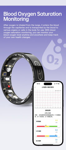 Smart Ring ECG HR BP SpO2 Monitor Sleep Fitness Tracker Health for Android iOS