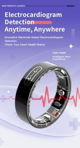 Smart Ring ECG HR BP SpO2 Monitor Sleep Fitness Tracker Health for Android iOS