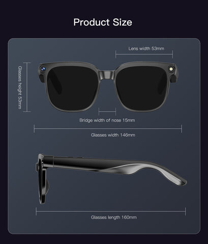 Smart AI Glasses 8MP HD Camera Video Record Bluetooth 5.4 ChatGPT Audio Headset