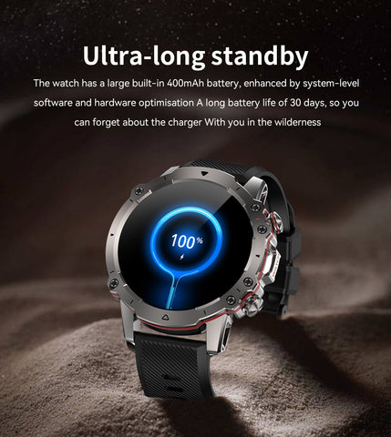Rugged Military Smart Watch Men 1.43" BT Call Fitness Tracker Blood Pressure