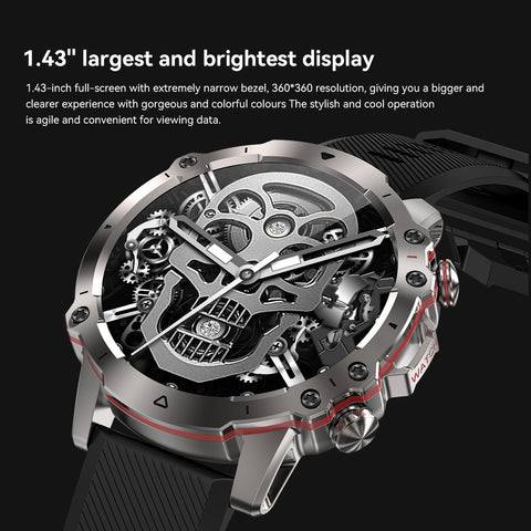 Rugged Military Smart Watch Men 1.43" BT Call Fitness Tracker Blood Pressure