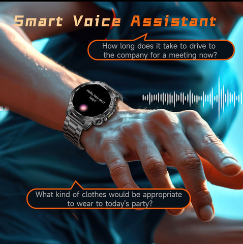Tactical Smart Watch Men 1000mAh Battery LED Torch Blood Pressure Waterproof