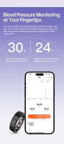 Smart Ring ECG HR BP SpO2 Monitor Sleep Fitness Tracker Health for Android iOS