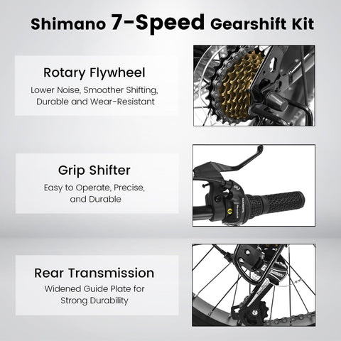 20 Inch Mountain Bike for Kids and Teenagers, High Carbon Steel Frame, Disc Brakes, Durable Wide Tires, Front Suspension, 7-Speed, Ideal for Snow and Off-Road Riding