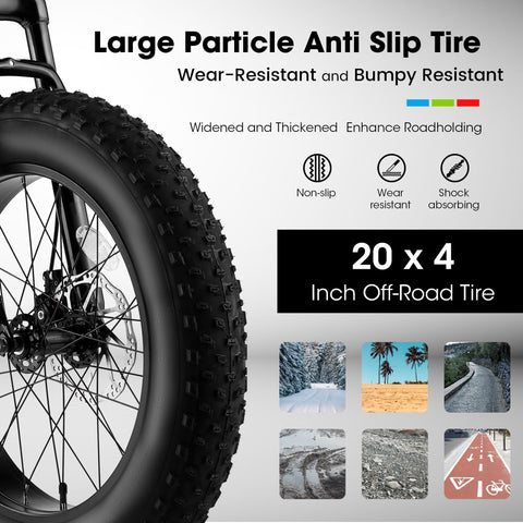 20 Inch Mountain Bike for Kids and Teenagers, High Carbon Steel Frame, Disc Brakes, Durable Wide Tires, Front Suspension, 7-Speed, Ideal for Snow and Off-Road Riding