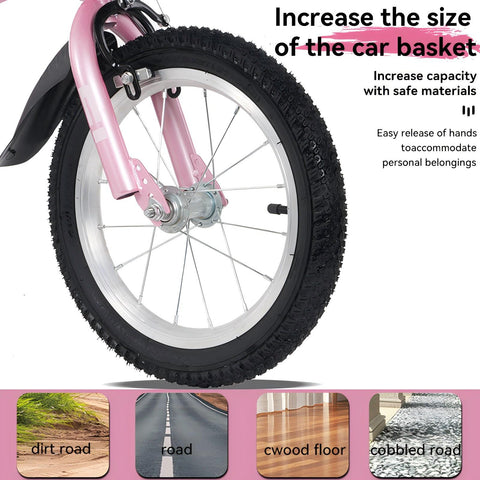 16 inch sporty kids bike with training wheels stand Adjustable saddle Suitable for boys girls aged 4-8 years tall Height 41-53 inches