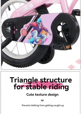 16 inch sporty kids bike with training wheels stand Adjustable saddle Suitable for boys girls aged 4-8 years tall Height 41-53 inches