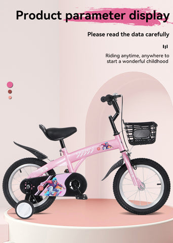 16 inch sporty kids bike with training wheels stand Adjustable saddle Suitable for boys girls aged 4-8 years tall Height 41-53 inches