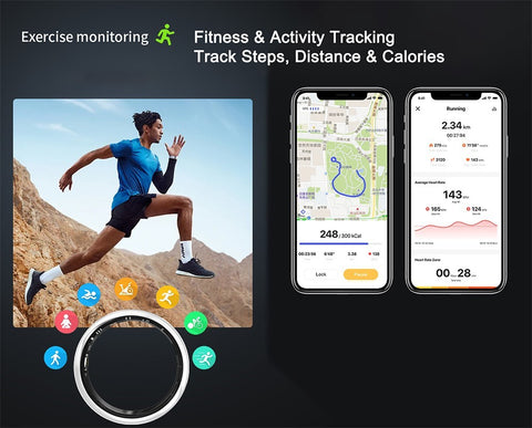 Smart Ring for Women Health Tracker Sleep Heart Rate Blood Oxygen Fitness IP68