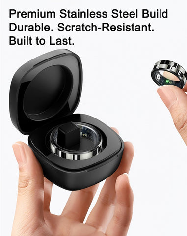 Fitness Smart Ring for Men Sleep Tracker Heart Rate SpO2 5ATM with Charging Case