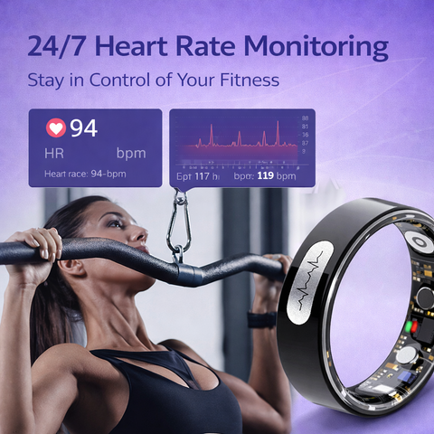 Smart Ring ECG Heart Monitor HR BP SpO2 Sleep Tracker Waterproof Fitness Ring
