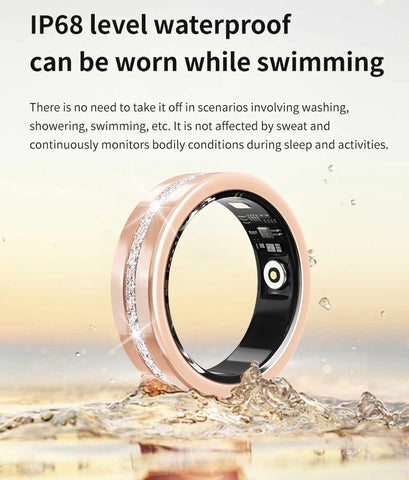 Smart Ring Health Tracker Moissanite Diamond Heart Rate SpO2 Sleep HRV IP68