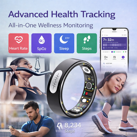 Smart Ring ECG Heart Monitor HR BP SpO2 Sleep Tracker Waterproof Fitness Ring