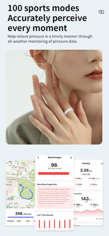 Smart Ring Health Tracker Moissanite Diamond Heart Rate SpO2 Sleep HRV IP68