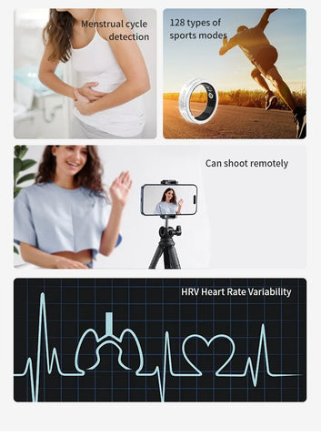 Smart Ring Health Tracker Moissanite Diamond Heart Rate SpO2 Sleep HRV IP68