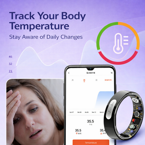Smart Ring ECG Heart Monitor HR BP SpO2 Sleep Tracker Waterproof Fitness Ring
