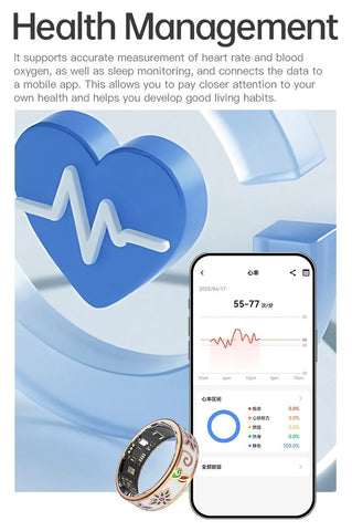 Smart Health Ring Heart Rate Sleep Monitor Blood Oxygen IP68 Fitness Tracker