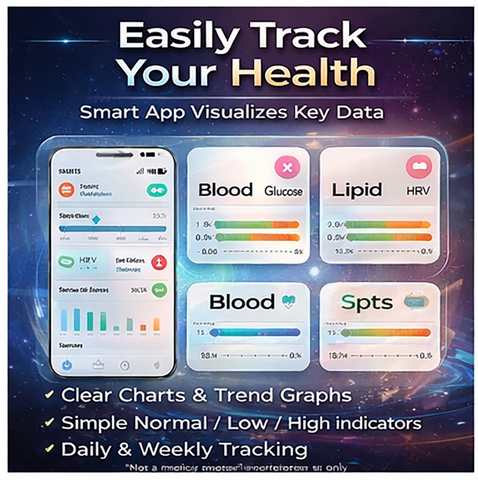 Smart Ring Blood Glucose Uric Acid Lipids HRV Sleep Fitnes Tracker for Women Men