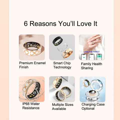 Smart Ring Fitness Tracker for Women Heart Rate Sleep SpO2  IP68 Enamel Finish