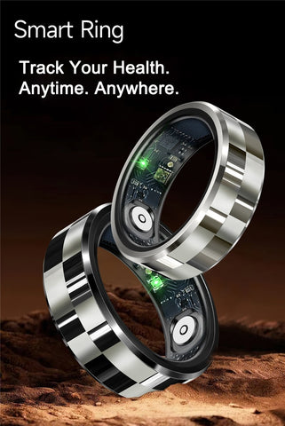 Fitness Smart Ring for Men Sleep Tracker Heart Rate SpO2 5ATM with Charging Case