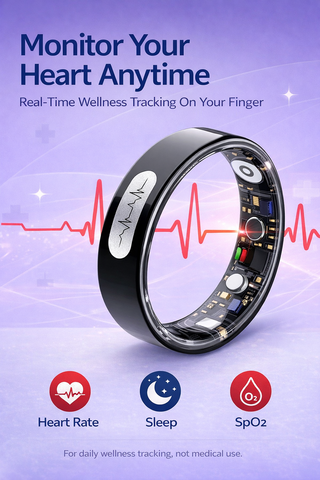 Smart Ring ECG Heart Monitor HR BP SpO2 Sleep Tracker Waterproof Fitness Ring