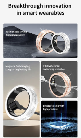 Smart Ring Health Tracker Moissanite Diamond Heart Rate SpO2 Sleep HRV IP68