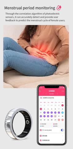 Smart Ring for Women Health Tracker Heart Rate Sleep Monitor Menstrual Cycle