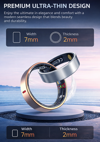 Smart Ring Blood Glucose Uric Acid Lipids HRV Sleep Fitnes Tracker for Women Men