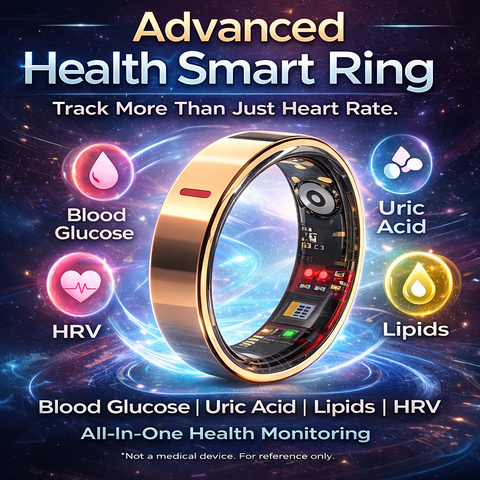 Smart Ring Blood Glucose Uric Acid Lipids HRV Sleep Fitnes Tracker for Women Men