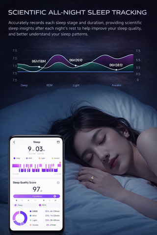 Smart Ring Blood Glucose Uric Acid Lipids HRV Sleep Fitnes Tracker for Women Men