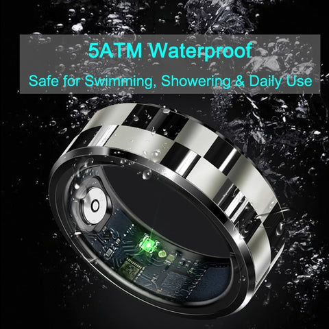 Fitness Smart Ring for Men Sleep Tracker Heart Rate SpO2 5ATM with Charging Case