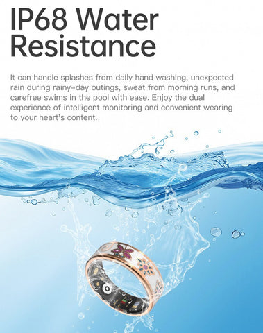 Smart Health Ring Heart Rate Sleep Monitor Blood Oxygen IP68 Fitness Tracker