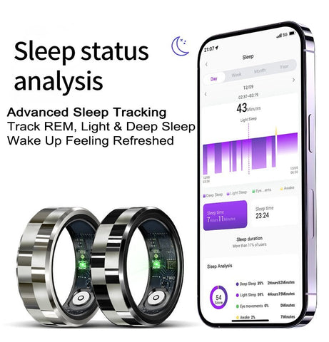 Fitness Smart Ring for Men Sleep Tracker Heart Rate SpO2 5ATM with Charging Case