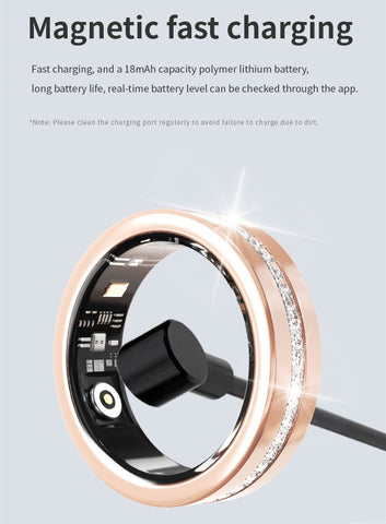 Smart Ring Health Tracker Moissanite Diamond Heart Rate SpO2 Sleep HRV IP68