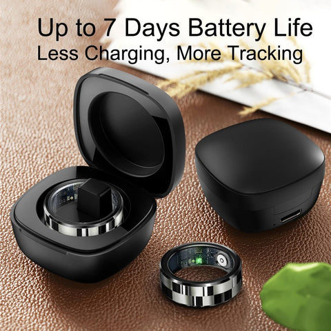 Fitness Smart Ring for Men Sleep Tracker Heart Rate SpO2 5ATM with Charging Case