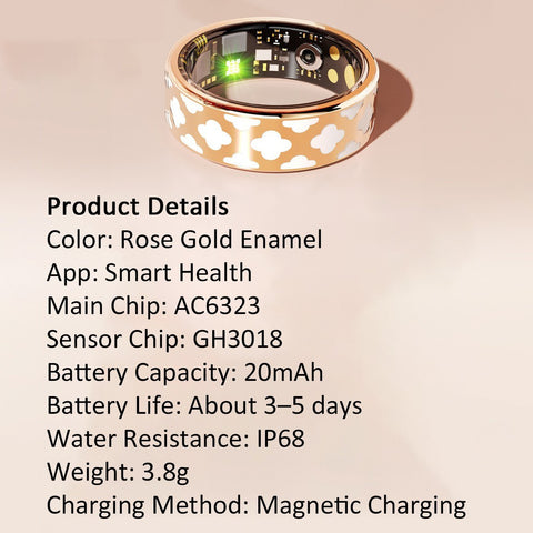 Smart Ring Fitness Tracker for Women Heart Rate Sleep SpO2  IP68 Enamel Finish