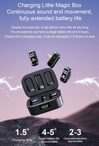 Wireless Lavalier Microphone for iPhone Android Type-C 2.4G Noise Cancel Mic